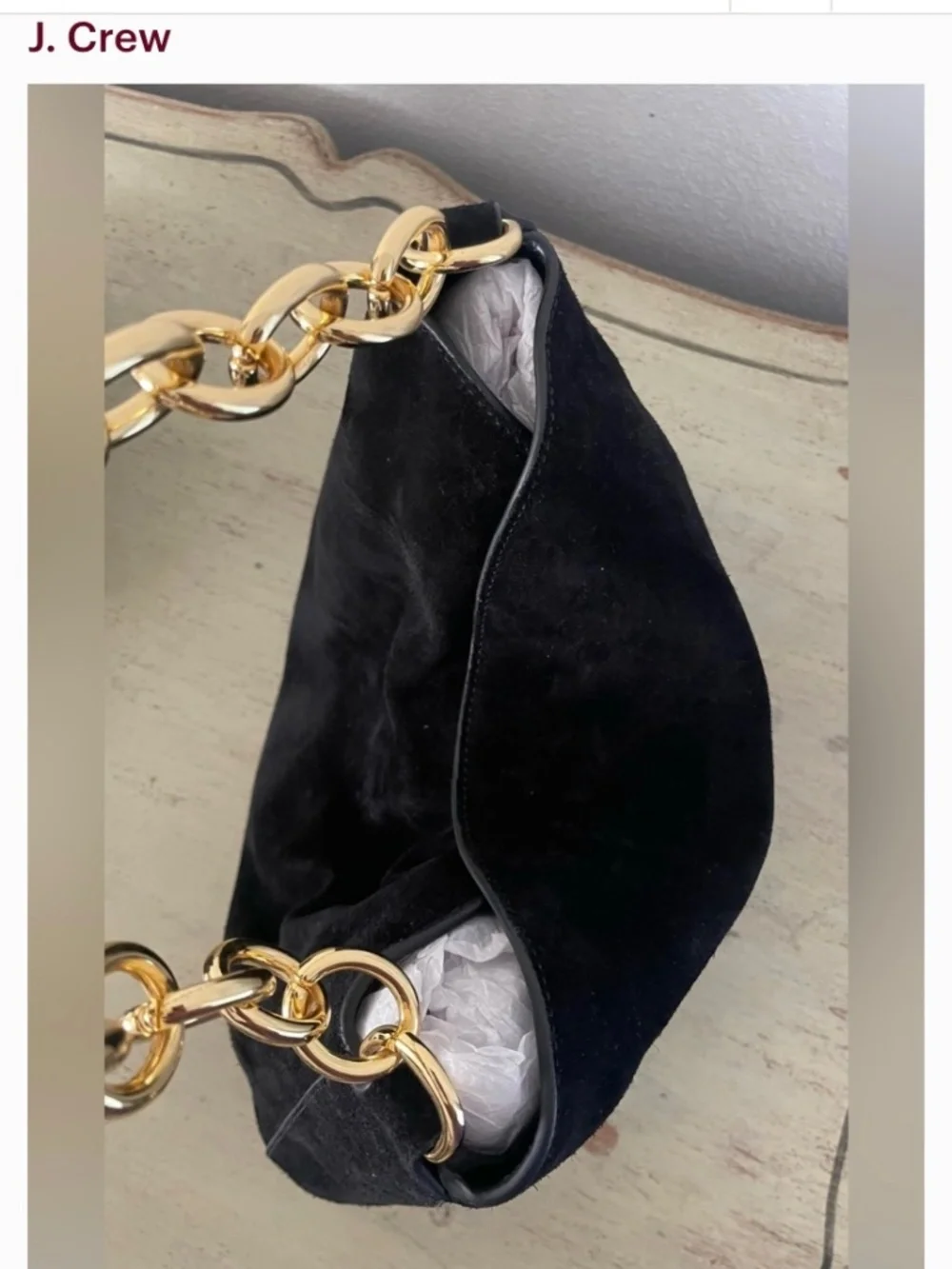 J Crew Large Berkeley Black Suede Bag